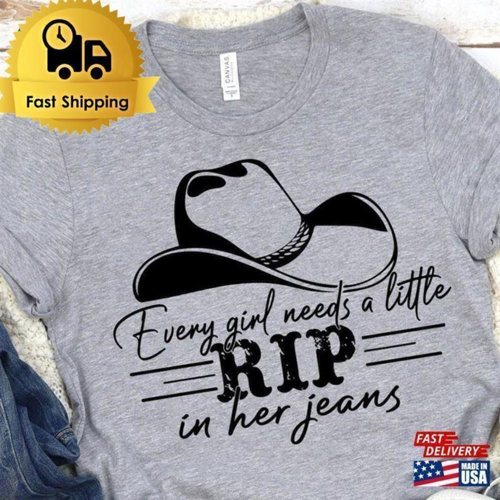 Every Girl Needs Rip Jeans Retro Fashion Quote T-Shirt